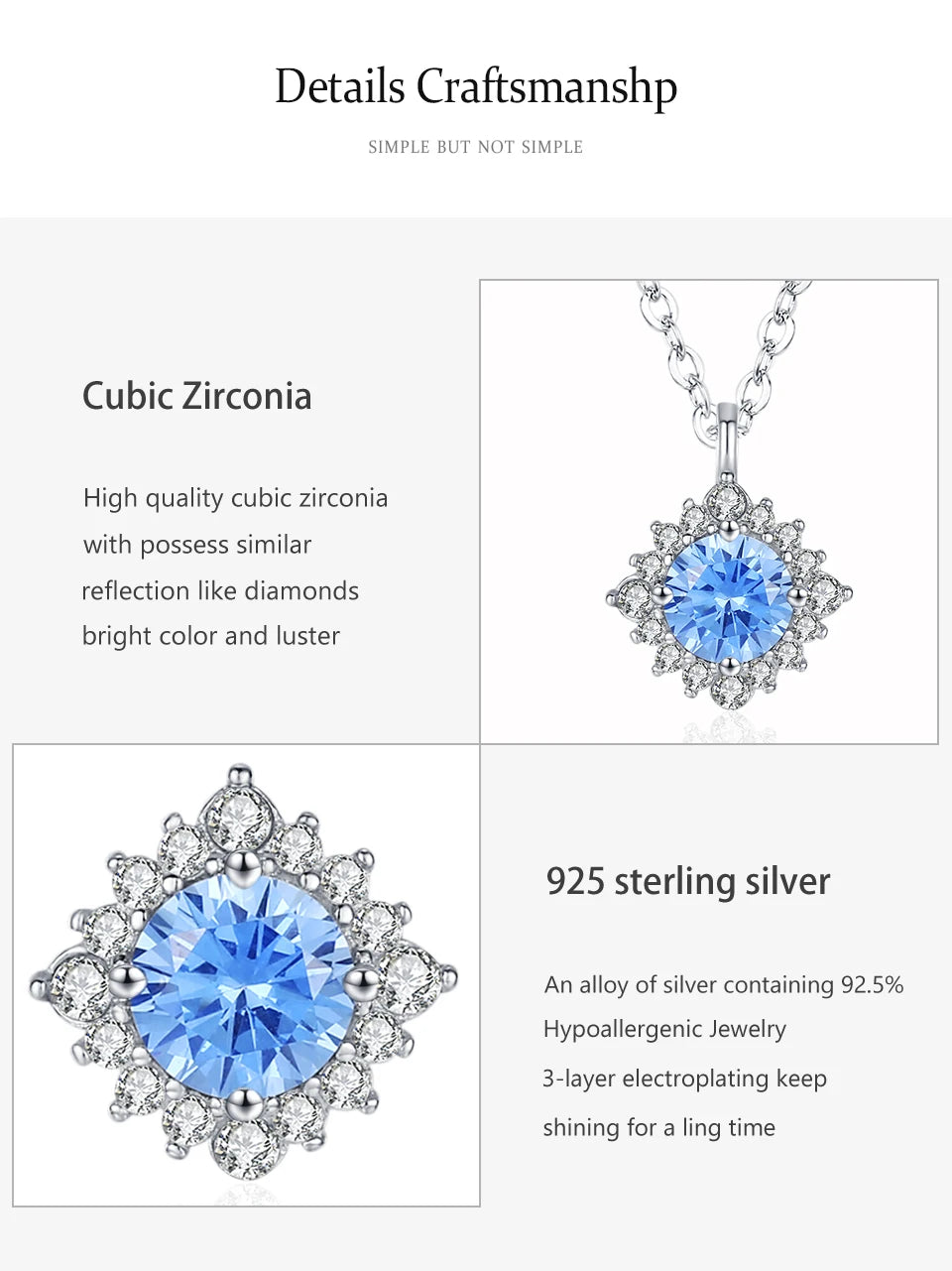 Sea Blue  925 Sterling Silver Fashion Jewelry Set