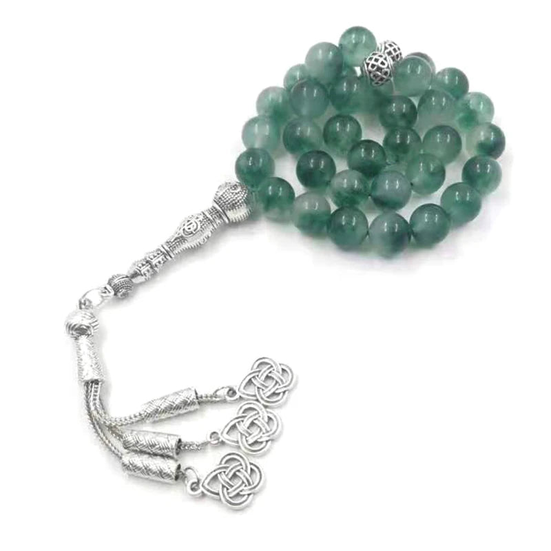 Tasbih Natural tasbih green Jade stone misbaha bracelet isalmic eid gift  turkish fashion