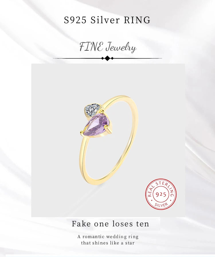 Gold Amethyst Heart Original Sterling Silver Jewelry