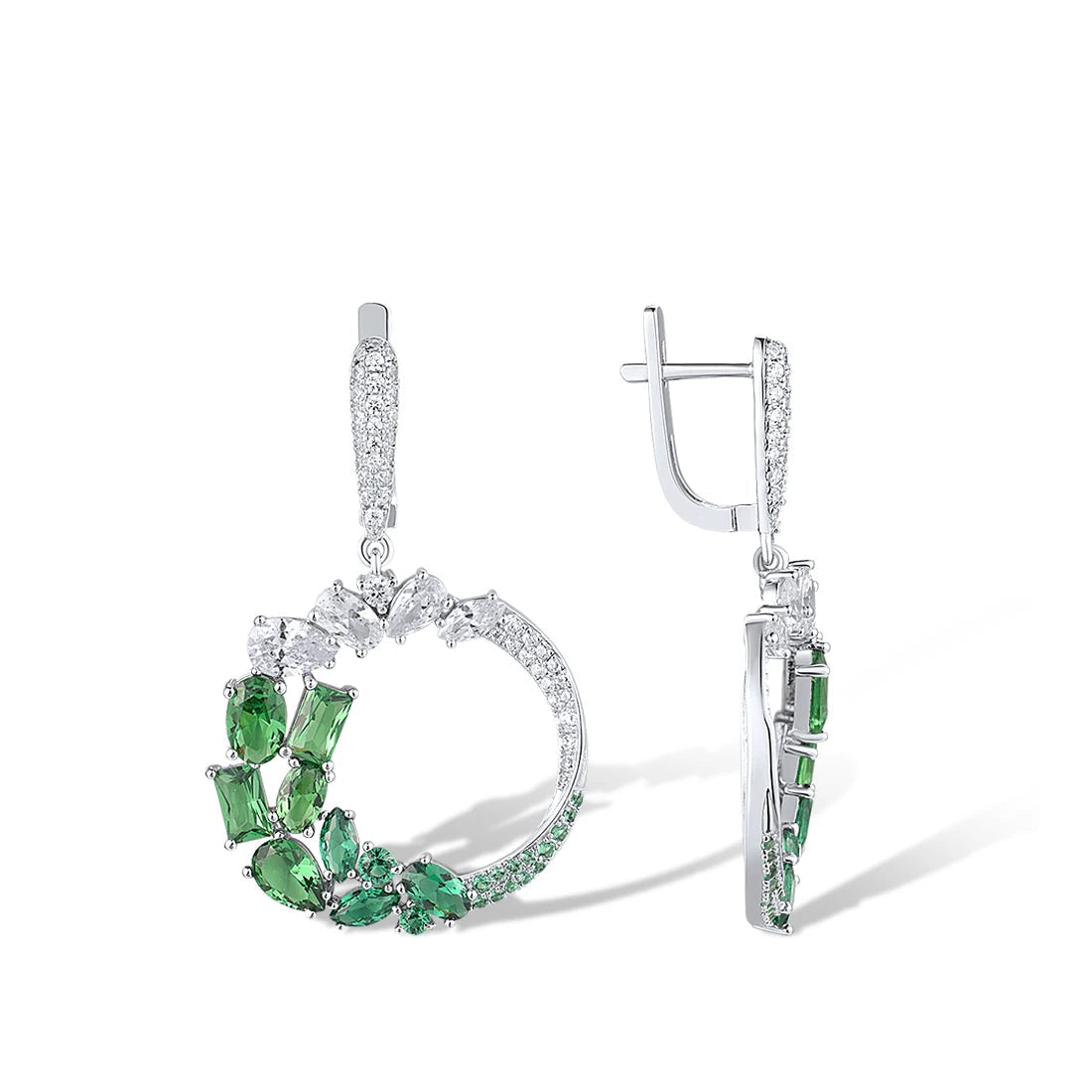 925 Sterling Silver Dangling  Green Spinel Jewelry