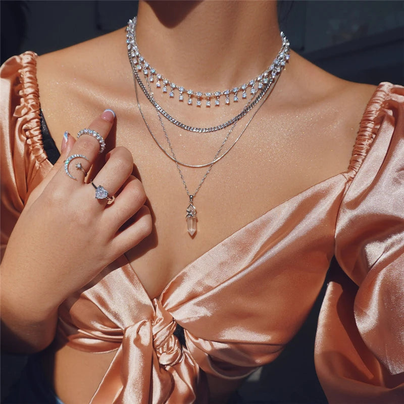 Star Moon Design Ring 925 Sterling