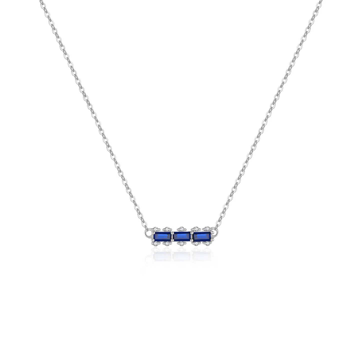 925 Sterling Silver Gold Sapphire Blue Line