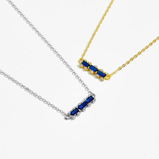 925 Sterling Silver Gold Sapphire Blue Line