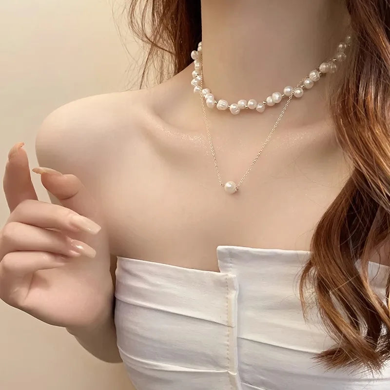 100% Baroque Freshwater Pearl 14K Gold Filled Female Choker Chains Jewelry For Women Short Necklace  New Style