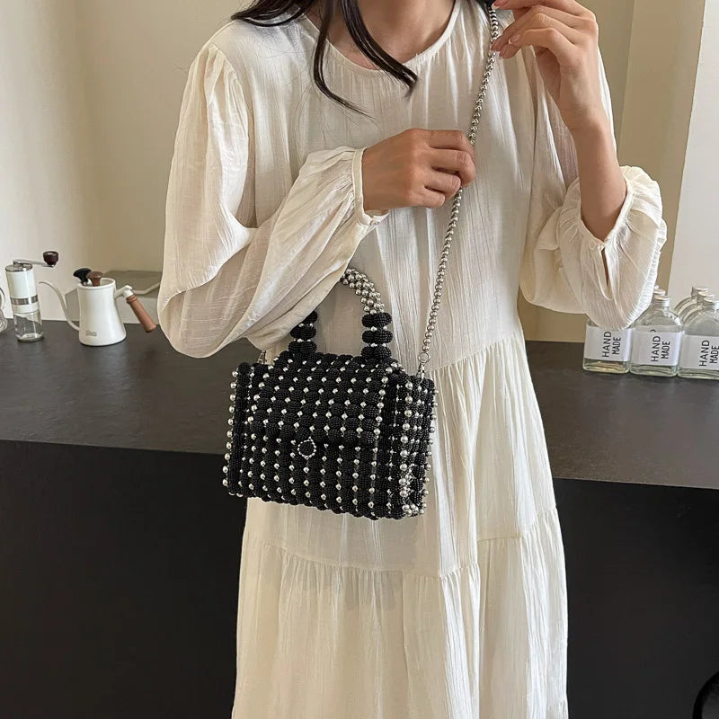 Black Small Square Bag Tote Handmde