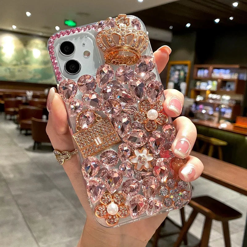 Diamond Bling Phone Case for Women, Jewelry Cover, Luxury Designer, for Huawei P50Pro, P40, Mate30, Honor 9X, 50, 60Pro