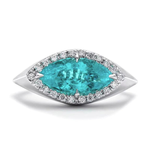 Creative Paraiba Sapphire Oval Rectangular Full Diamond Zircon Jewelry