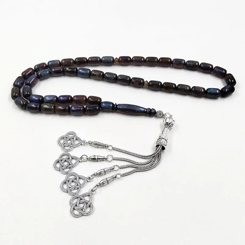 Tasbih Blue Glitter Mistak Prayer Beads Muslim Misbaha Islamic Rosary Turkey Bracelet Eid Gift