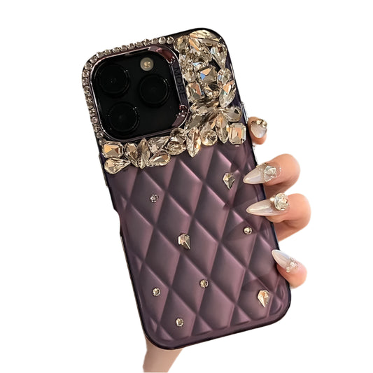 New iPhone 15 Ling Grid Pattern Phone Case with 14 Promax Luxury Handmade Rhinestones 13 12pro Anti Drop 11 Protective Cover