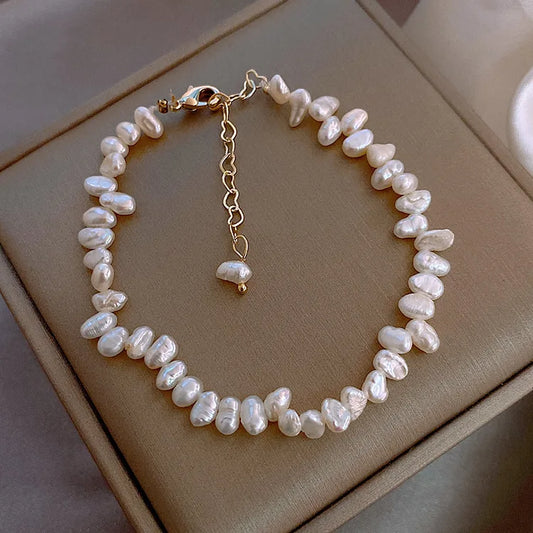 100% Natural Baroque Freshwater Pearl 14K Gold Filled Ladies Bracelet Jewelry