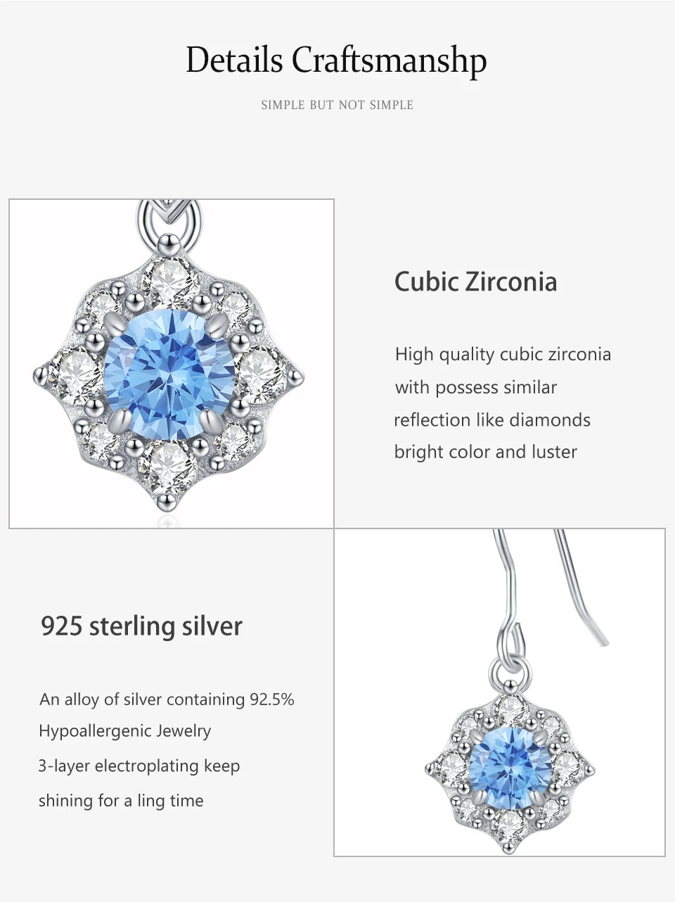 925 Sterling Silver Fashion Jewelry Set Flower