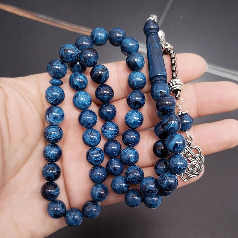 Tasbih blue resin Muslim bracelet  Rosary prayer beads arabic accessories tassel islamic fashion bracelet Misbaha