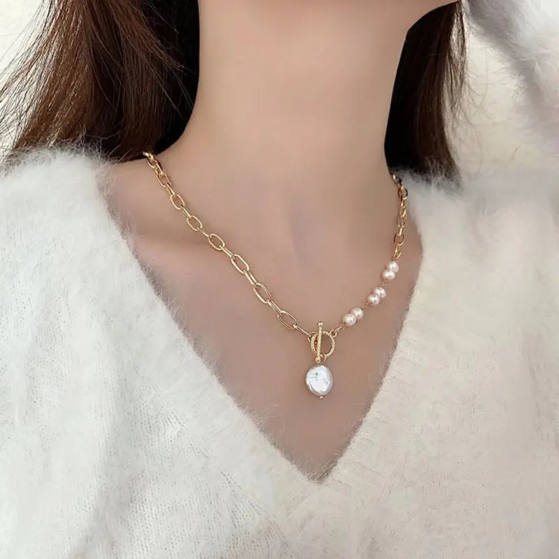 Hot Sell Fashion 100% Natural Freshwater Pearl 14K Gold Filled Female Necklace Wholesale Jewelry