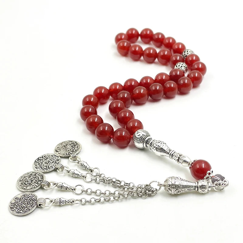 Tasbih Natural Brazil Red Agate Islamic misbaha Muslim bracelet prayer beads eid ramadan gift arabic fashion accessories Rosary