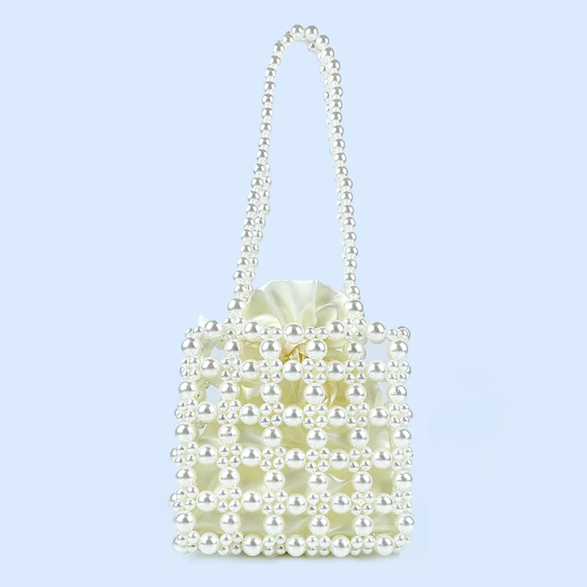 New French style elegant lady pearl handbag, handmade beaded finished bag, summer mobile phone small square bag