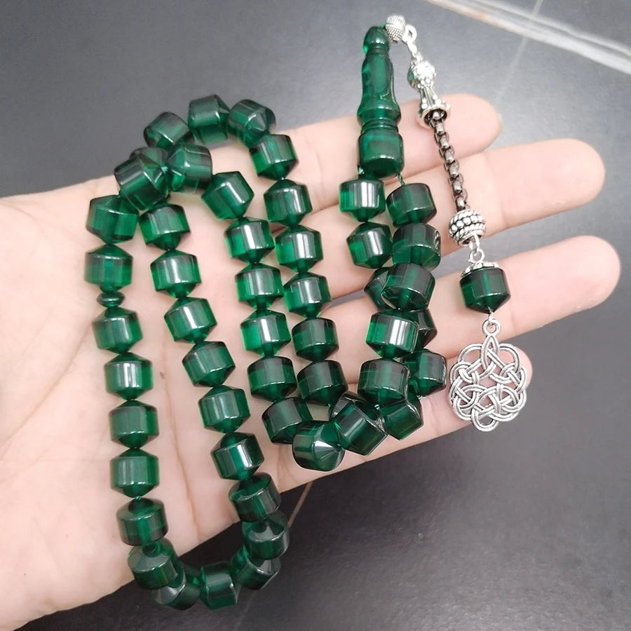 Tasbih green resin Muslim islamic fashion bracelet Rosary prayer beads Misbaha