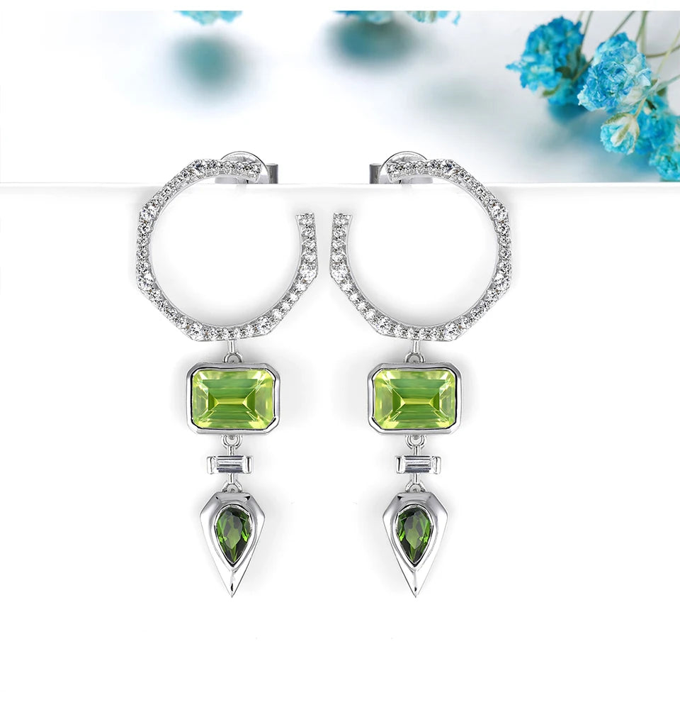 Natural Peridot Diopside Sterling Silver  Birthstone Unique Special Design S925