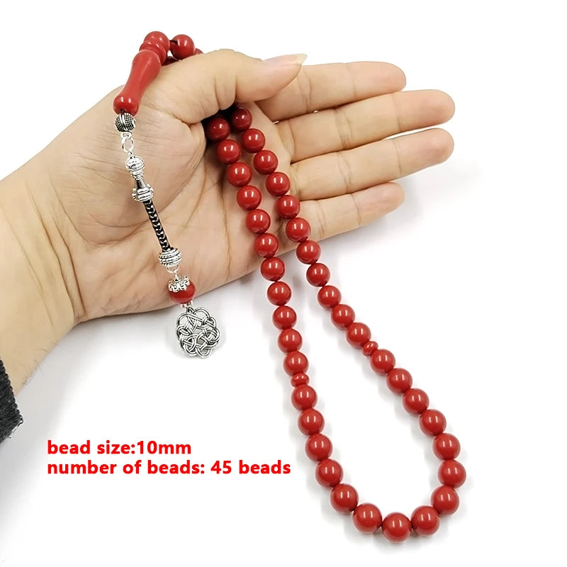 Tasbih red resin ramadan misbaha  Rosary prayer beads  islamic fashion