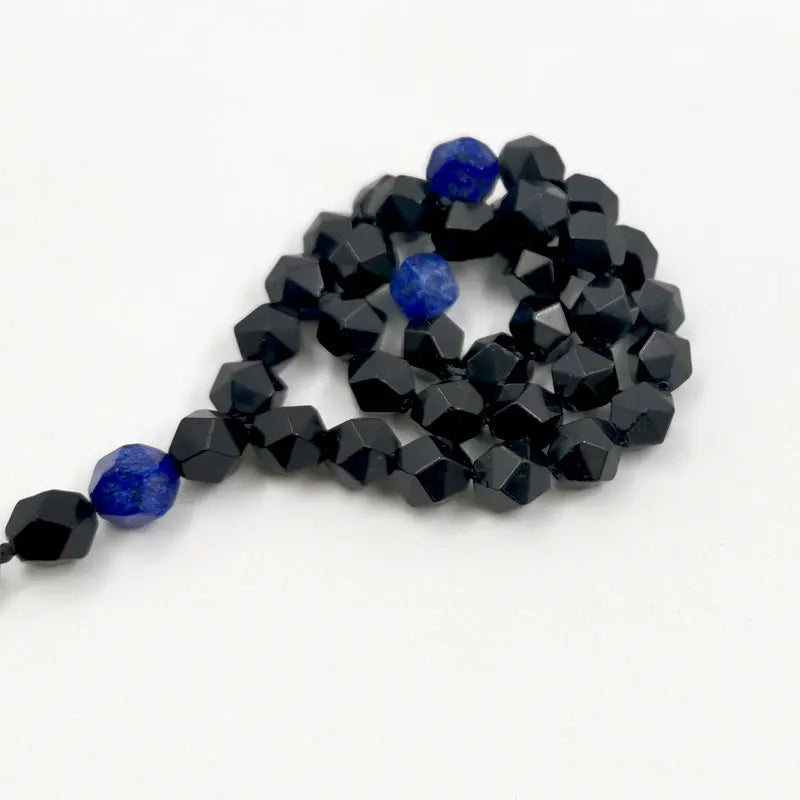 Tasbih Gemstone Rhombus Natural Black Onyx with lapis lazuli stone Muslim Prayer Beads  Misbaha Islamic Rosary Arabic