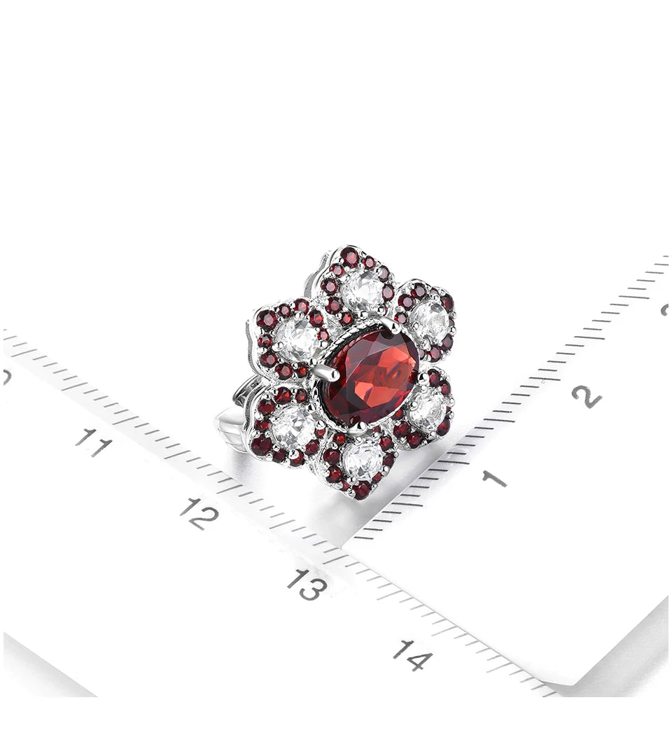 Natural Garnet White Topaz Sterling Silver