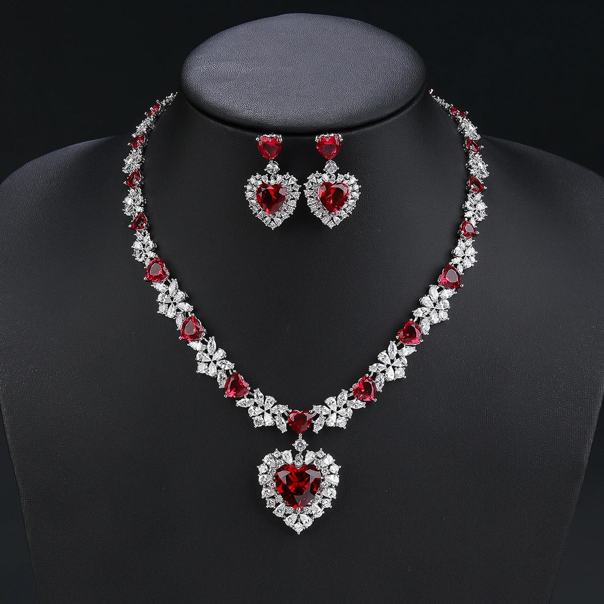 Zirconia Love Heart  Luxury  Jewelry Set