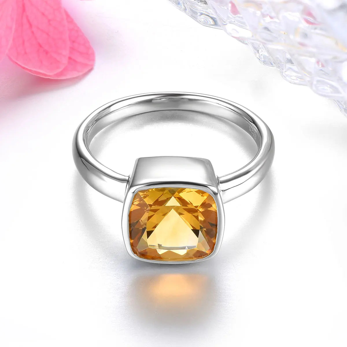 Natural Citrine Solid Silver Rings 1.9 Carats Genuine Gemstone Classic