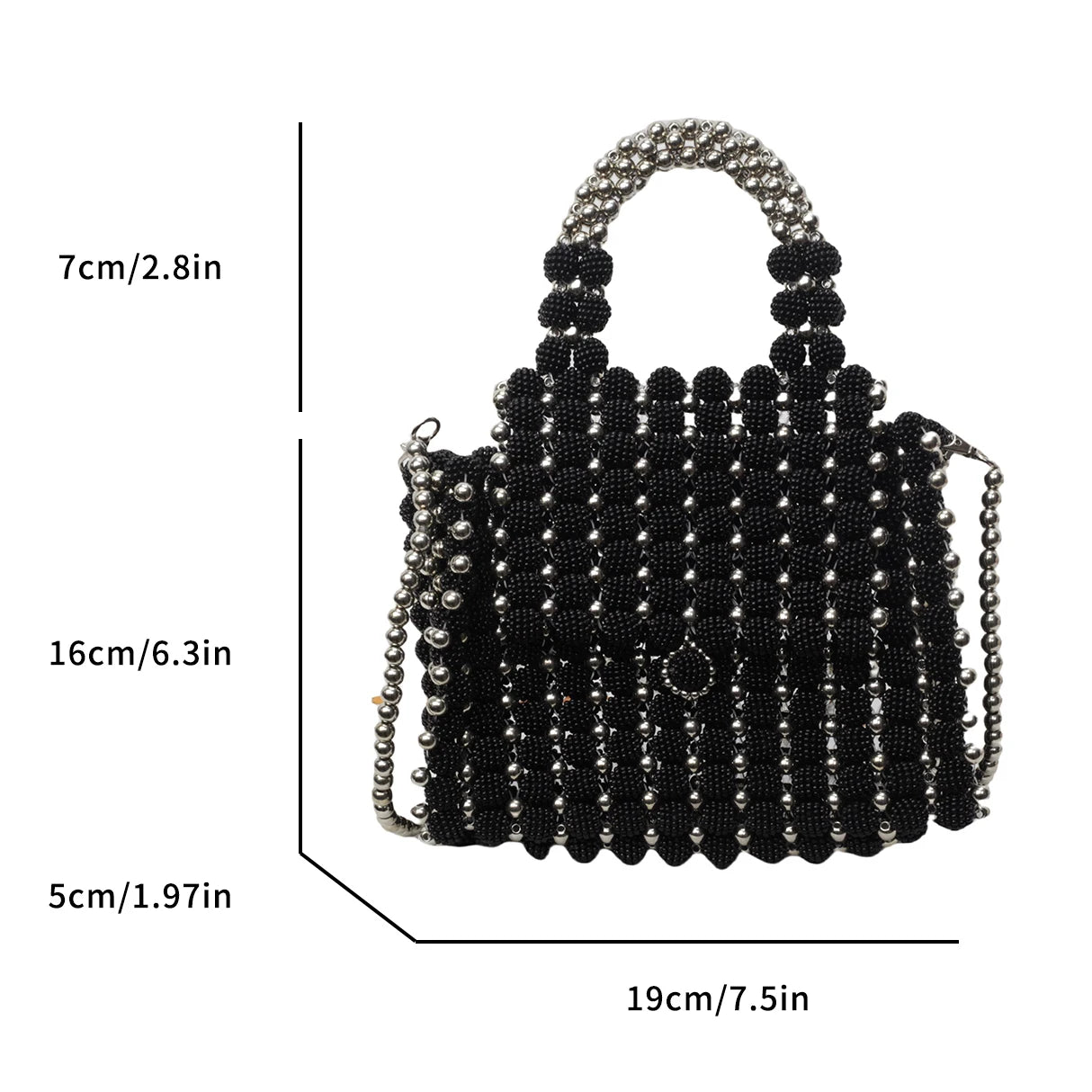 Black Small Square Bag Tote Handmde