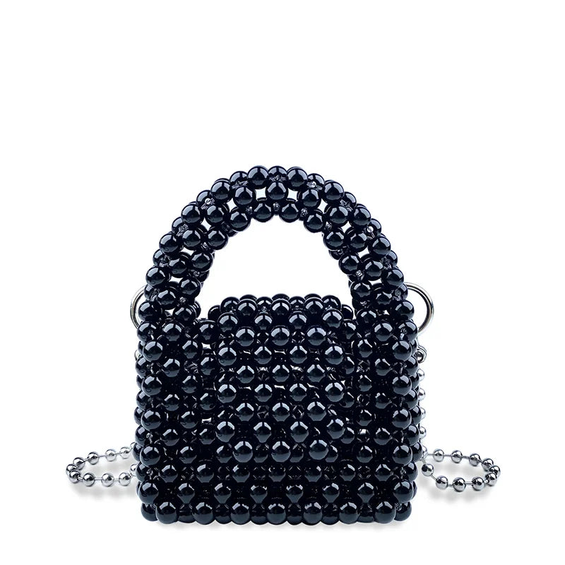 finished crossbody bags retro women's woven bags, niche shiny hollow ins beaded bags