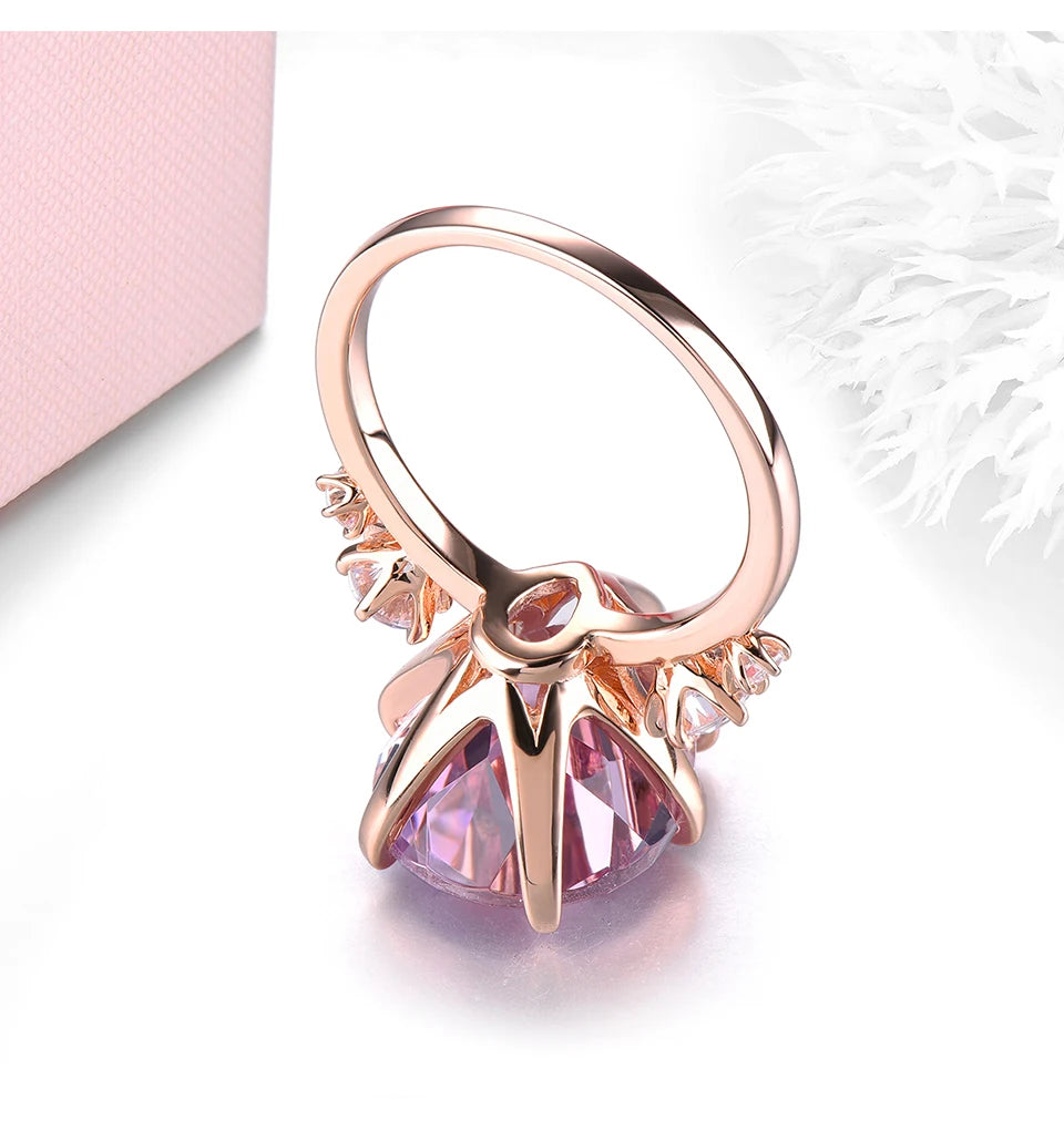 Natural Pink Amethyst Silver Rose Gold Plated 8 Carats Genuine Gemstone Women's Romantic Fine Jewelrys Christmas New Year Gifts