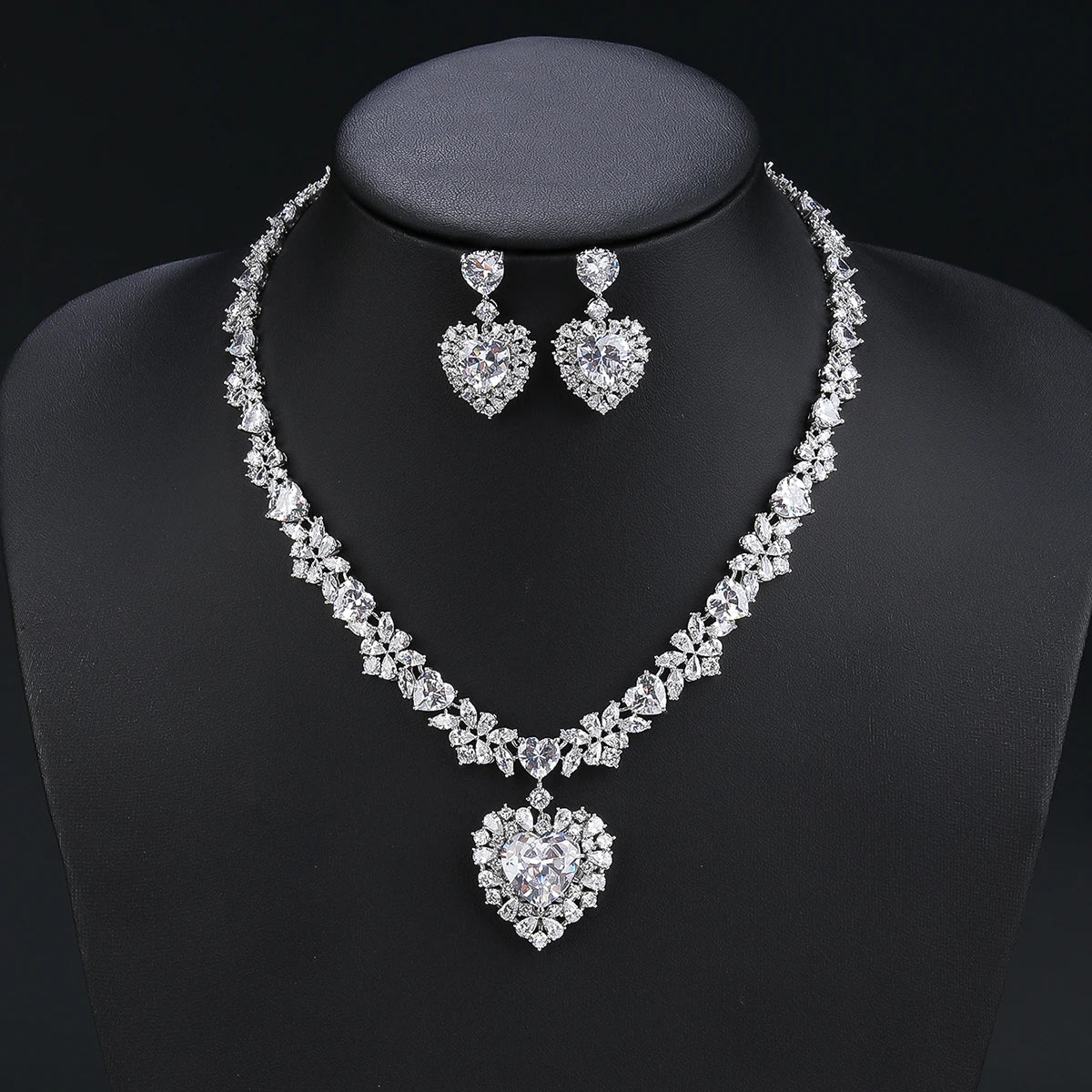 Zirconia Love Heart  Luxury  Jewelry Set