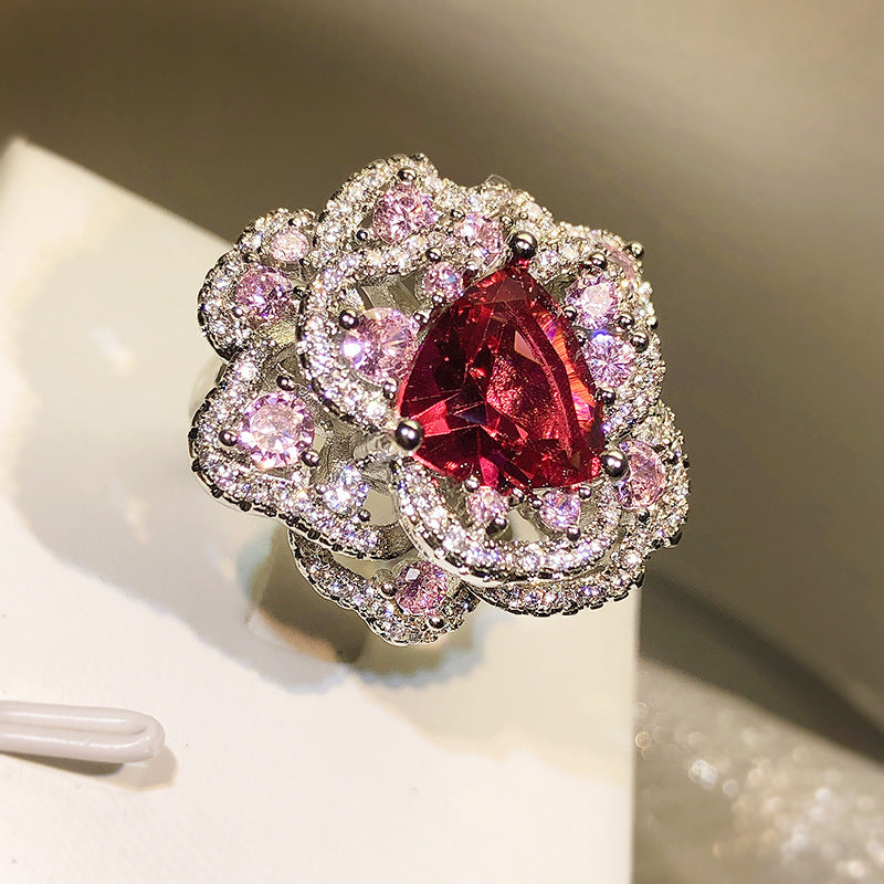 Ruby Ice Flower Cut Open Diamond Jewelry