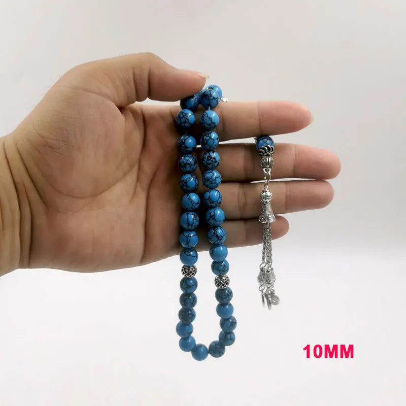 Tasbih Natural Mongolian turquoise gemstone islamic muslim Blue prayer bead Misbaha