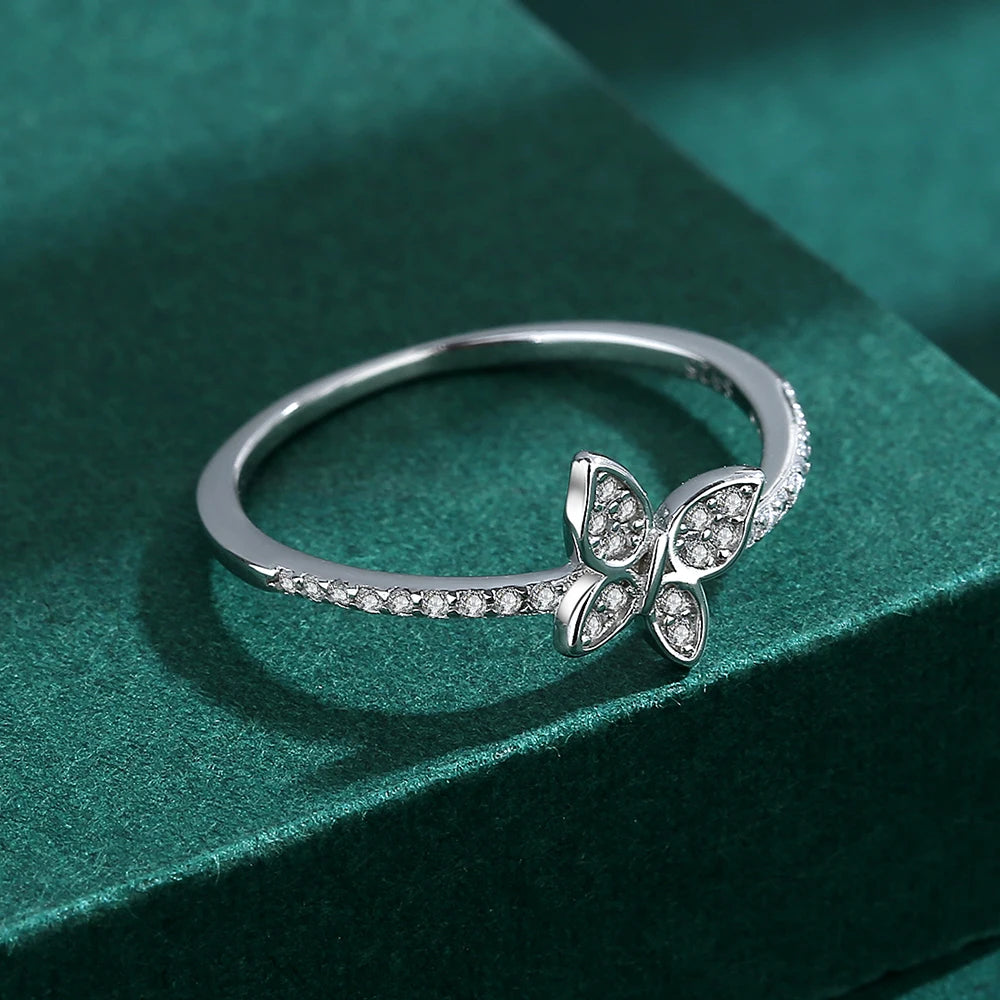 2022 NEW Fashion Butterfly Couple Ring For Women S925 Silver Small Zircon Diamond Wedding Engagement Gift Jewelry Wholesale