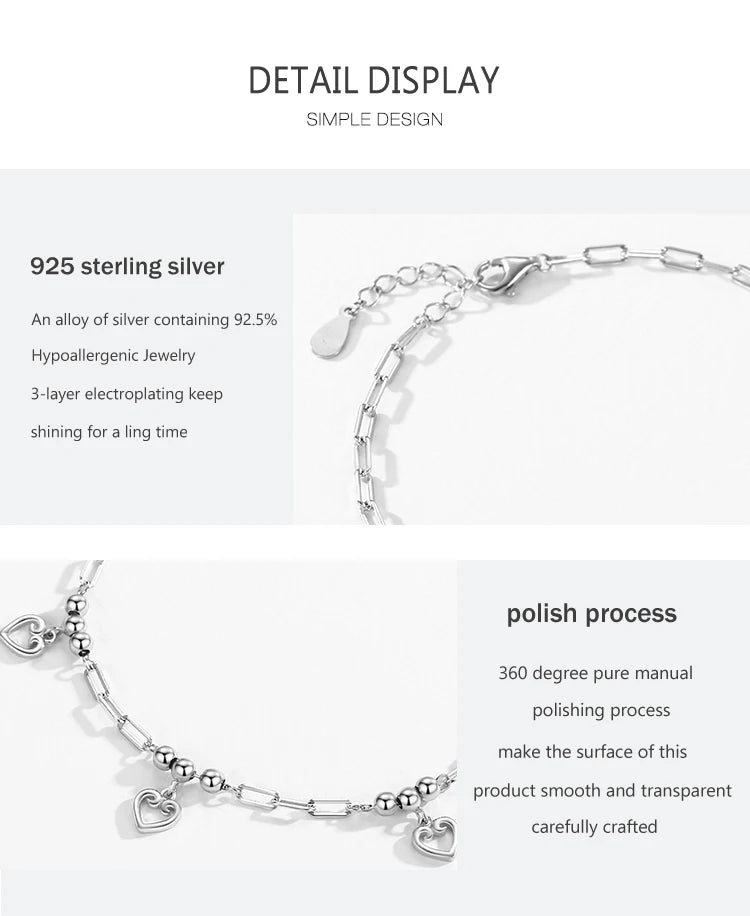 Real 925 Sterling Silver Bracelets Luxury  Jewelry