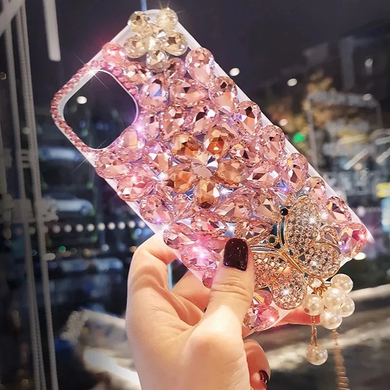 Rhinestone Phone Cases for Women, Bling Diamond, Handmade Cellphone Covers, for Huawei P50Pro, P40, Honor 9X, 50, 60Pro Models