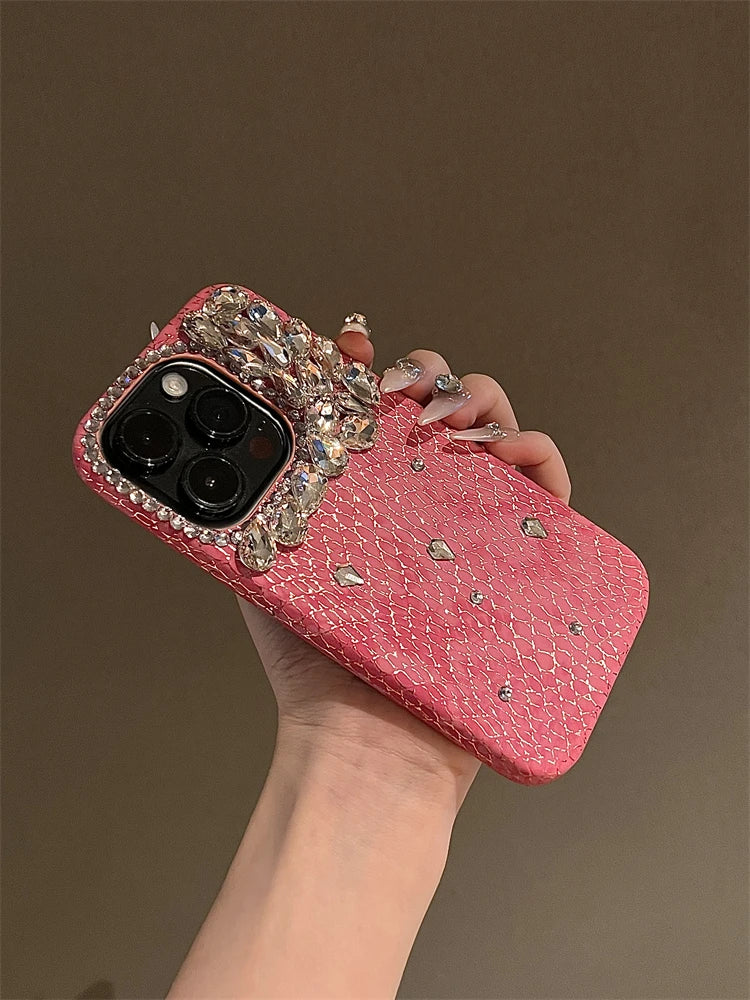 Luxurious Glitter Phone Case For iPhone 16 15 14 13 12 11 Pro Max  Snake Pattern Cover For iPhone 16 Pro Diamond Shiny