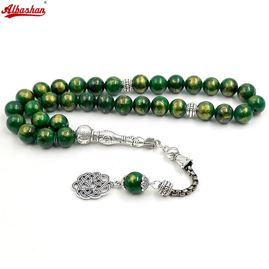 Tasbih green JASPER stone Muslim Bracelets misbaha Eid Adha Gift prayer beads islam Jewelry Saudi arabia Fashion Accessories