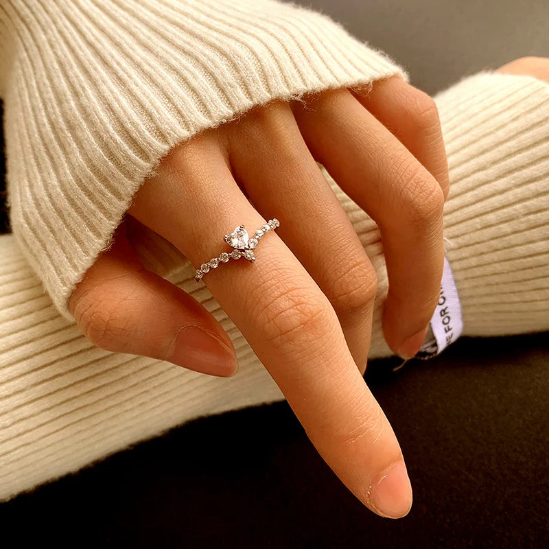 Luxury  S925 Silver Diamond Zircon Love Ring