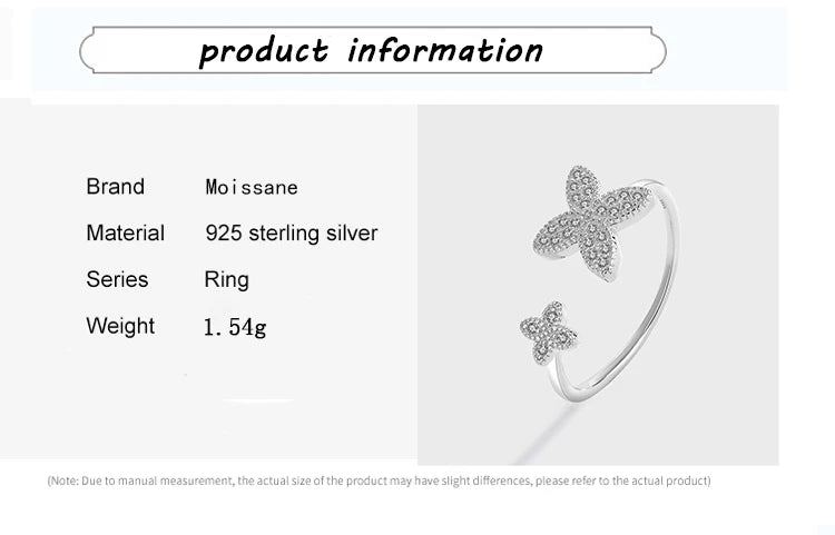 Double Butterfly Asymmetric Full Diamond Original Sterling S925 Silver Jewelry