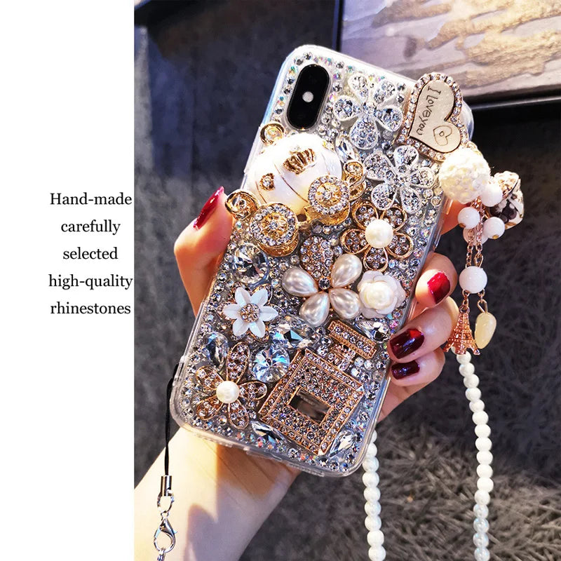 Perfume Bottle Full of Diamonds, Bling Glitter, Luxury Phone Case for Huawei P50Pro, P40, Mate30, Honor 9X, 50, 60Pro