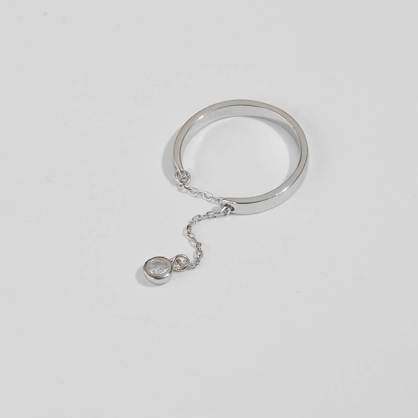 925 Sterling Silver Gold Ajustable Long  Ring