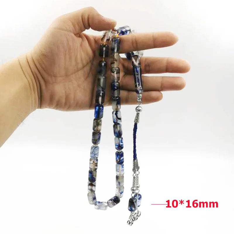 Tasbih Luminous Blue Resin with leather tassel muslim misbaha rosary bracelet turkish fashion arabic bracelet eid gift adha