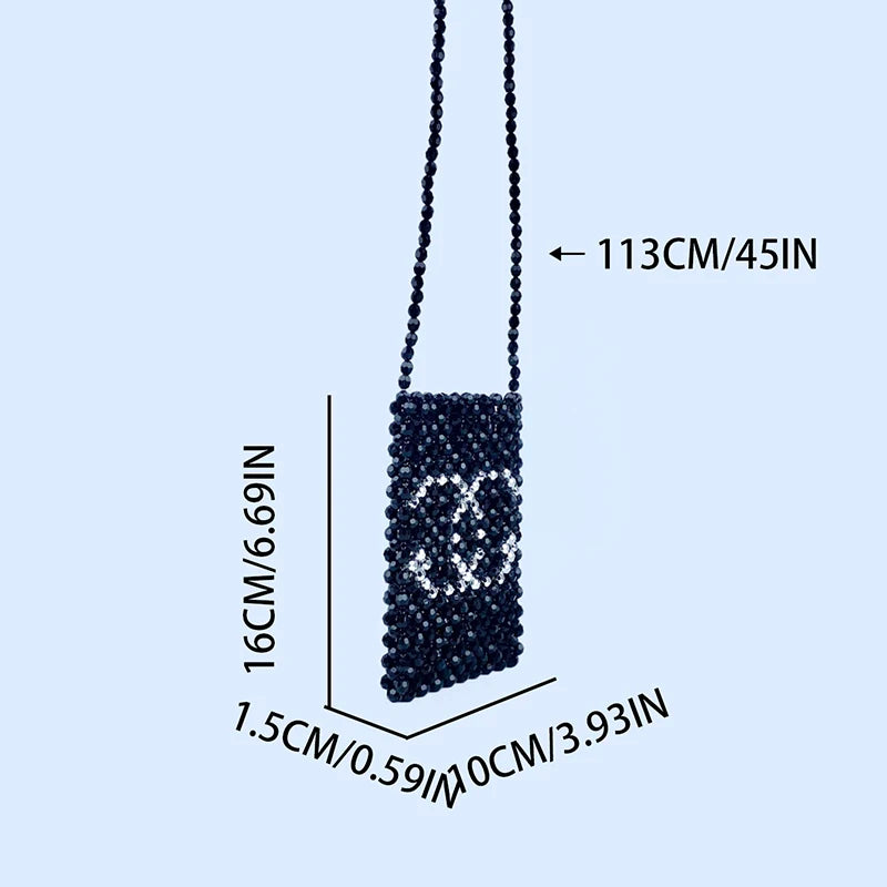 Spring and Summer New Bag Handmade Pearl Bag Cute Change Mobile Phone Bag Beaded Weaving Single Shoulder Crossbody Bag