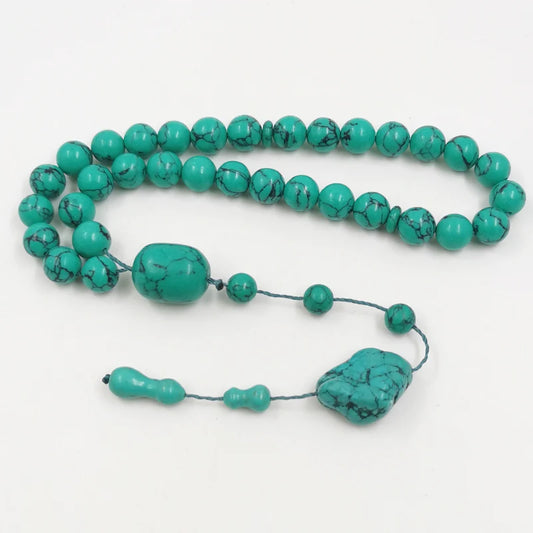 Tasbih  Green Mongolia Turquoise Gemtone Muslim Prayer Beads Islamic Misbaha