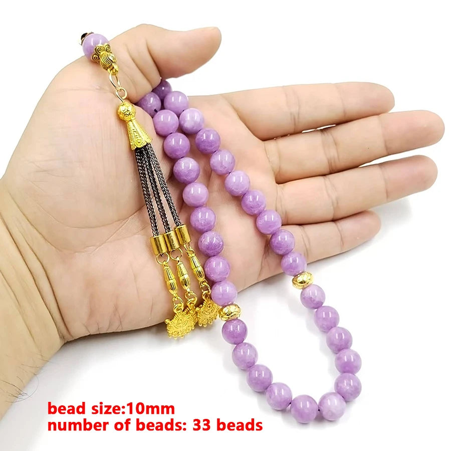 Natural Purple Agate Tasbih  Al-Fitr Rosary Muslim Bracelet Islam Rosary