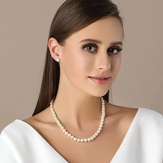 Natural Freshwater Pearl Necklaces 925 Sterling Silver