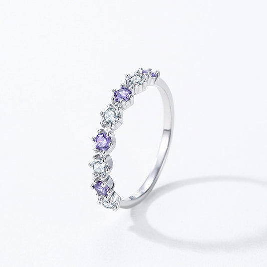 925 Sterling Silver  Luxury Vintage Purple Zircon