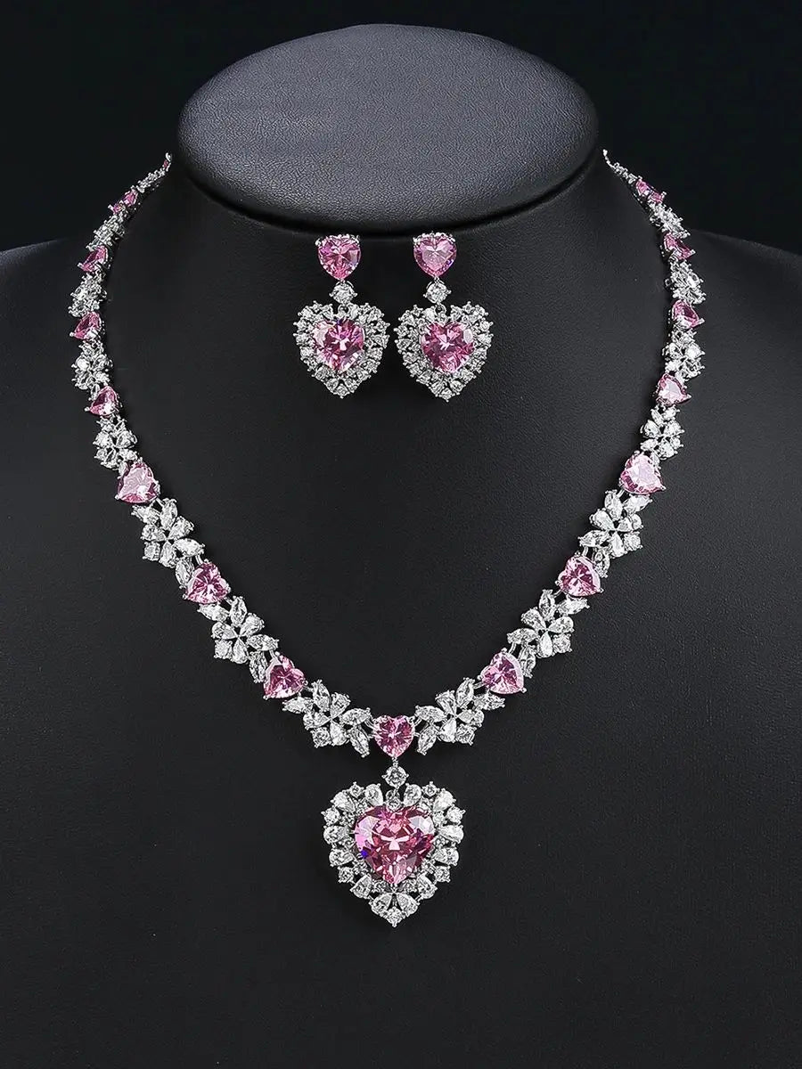 Zirconia Love Heart  Luxury  Jewelry Set