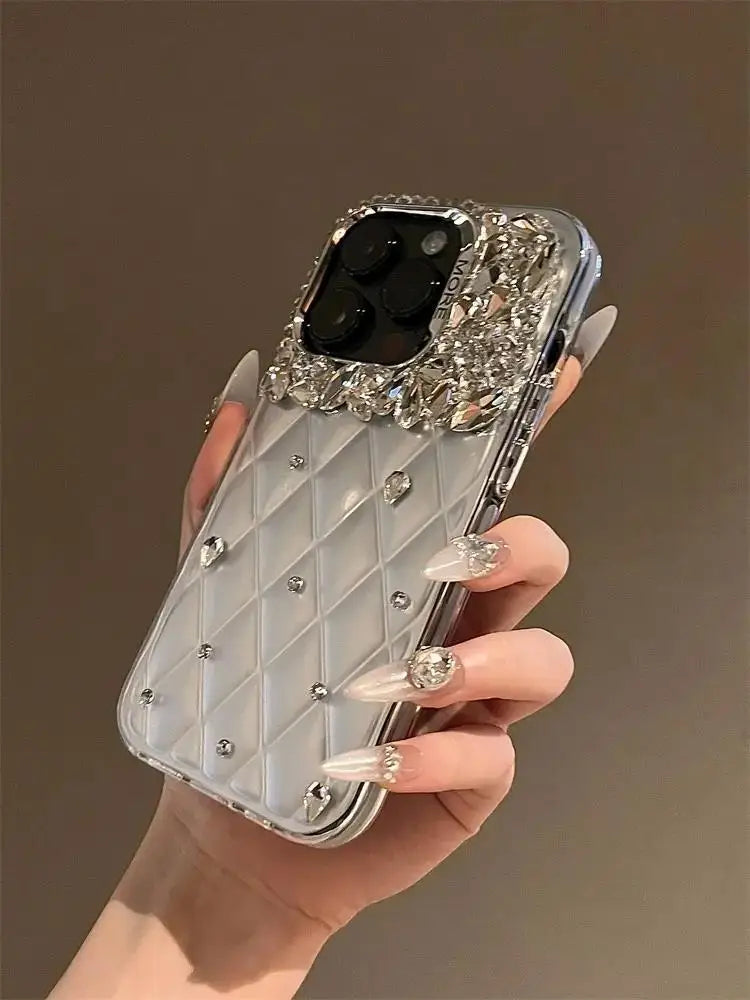 High Quality Luxurious Glitter Diamond Phone Case For iPhone 16 15 14 13 12 Pro Max Bling Rhinestones Plating Back Cover