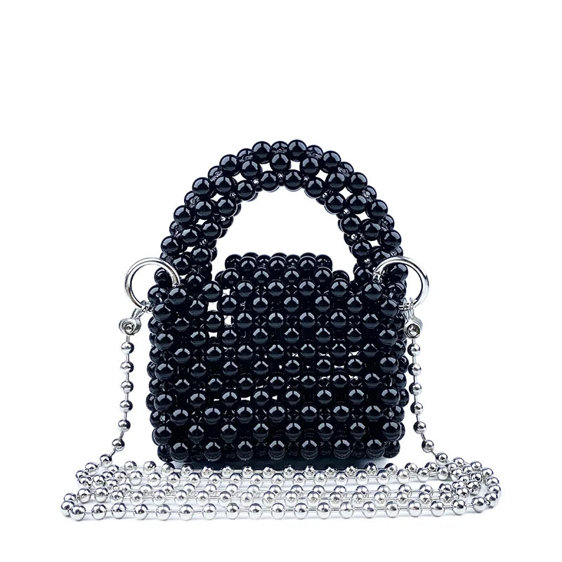 finished crossbody bags retro women's woven bags, niche shiny hollow ins beaded bags